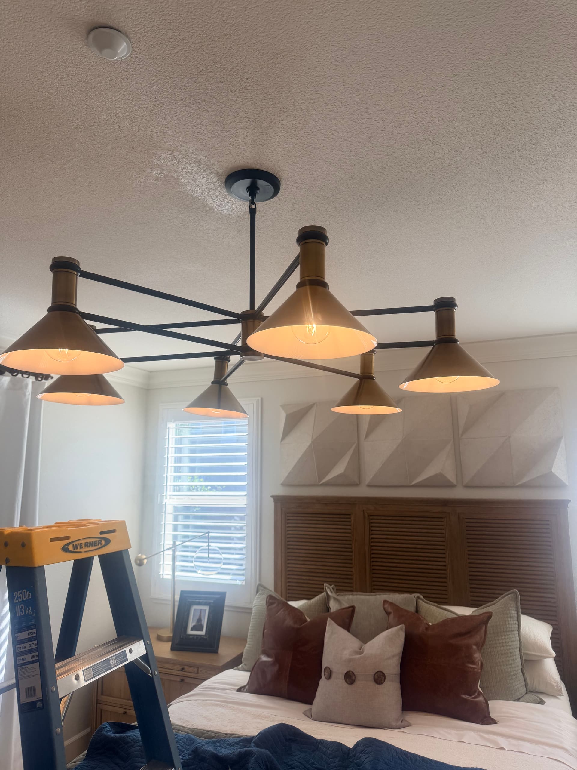 Gallery photos for Ceiling Fan Out, Modern Chandelier In - Bedroom Lighting Done Right: Image #1