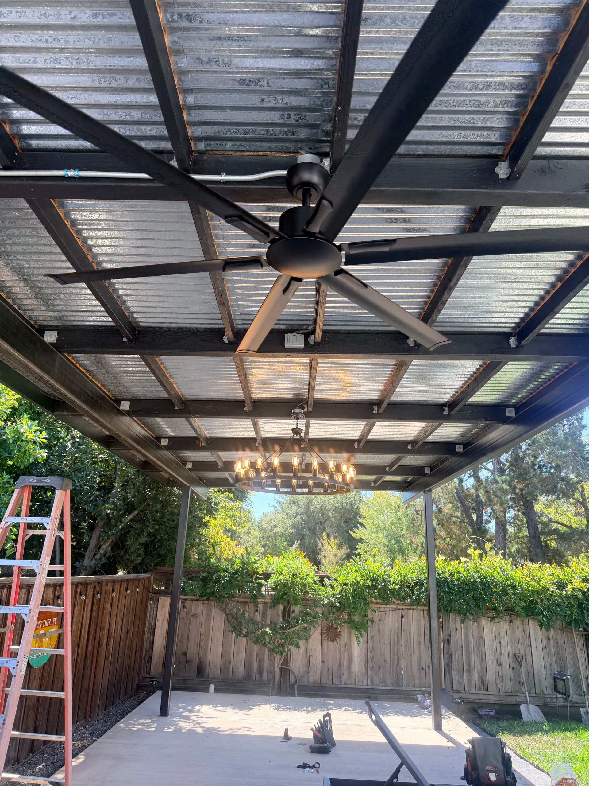 Gallery photos for Gazebo BBQ Space Gets a Ceiling Fan, Lighting, and TV Outlet: Image #2